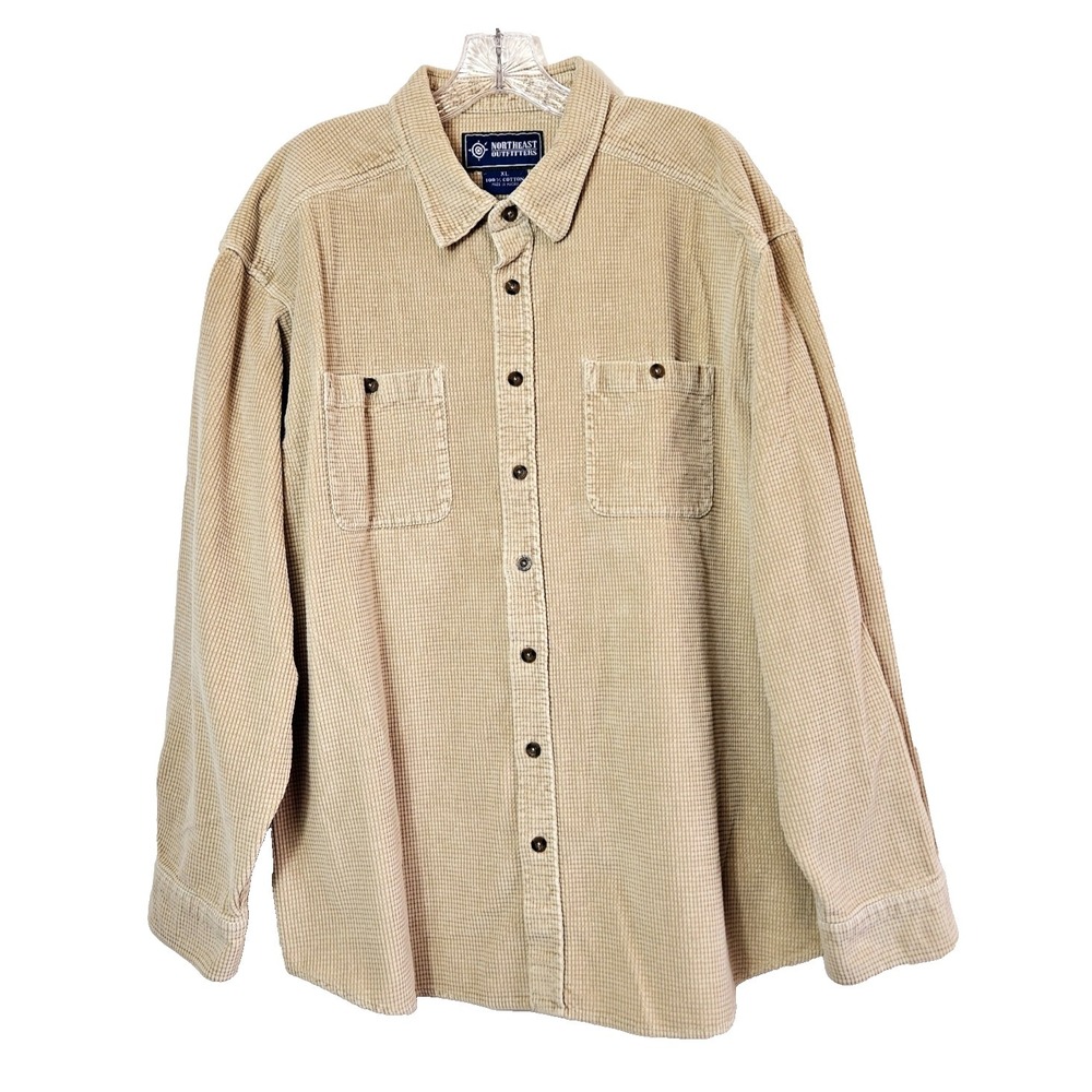 Northeast Outfitters Unisex Tan Cotton Flannel Textured Shacket Shirt LARGE L/S